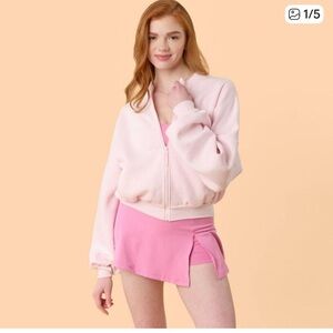 Blogilates Women's Marshmallow Bomber Jacket - Light Pink